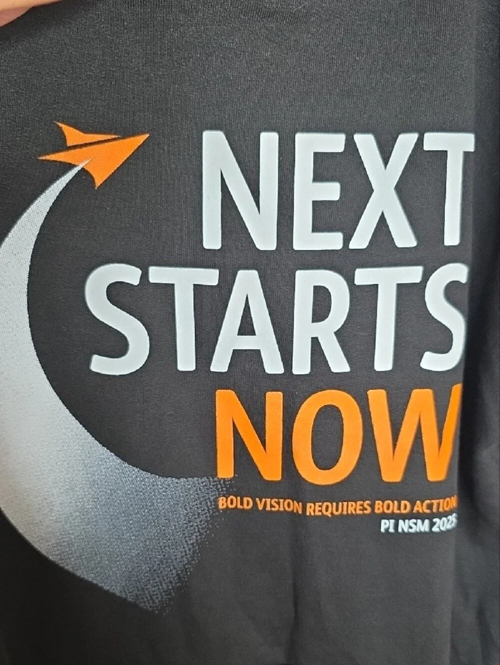 Jerzees Black Hoodie with Orange & Silver 'Next Starts Now' Graphic